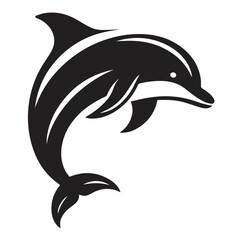 Naklejka premium Dolphin silhouette black and white vector icon