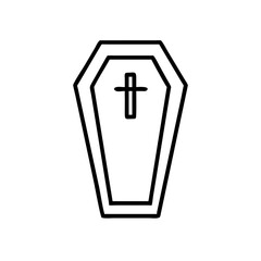 Obraz premium Coffin with cross symbol on plain background