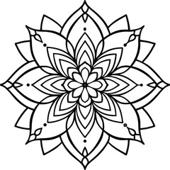  Lotus ornament black and white abstract flower