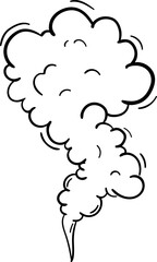 Hand drawn doodle a cloud of smoke icon. Black sketch. Sign symbol. Decoration element. Isolated on white background. Flat design. Vector illustration