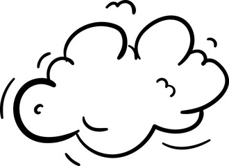 Hand drawn doodle a cloud of smoke icon. Black sketch. Sign symbol. Decoration element. Isolated on white background. Flat design. Vector illustration