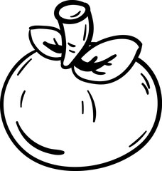 Handdrawn doodle apple icon. Hand drawn black sketch. Sign symbol. Decoration element. White background. Isolated. Flat design. Vector illustration