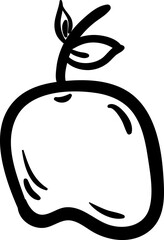 Handdrawn doodle apple icon. Hand drawn black sketch. Sign symbol. Decoration element. White background. Isolated. Flat design. Vector illustration