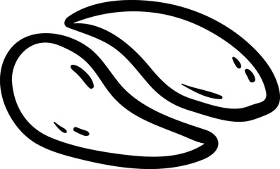 Handdrawn coffee grains doodle icon. Hand drawn black sketch. Sign symbol. Decoration element. White background. Isolated. Flat design. Vector cartoon illustration