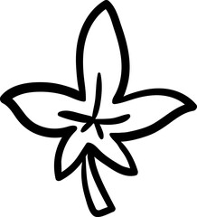 Hand drawn leaf doodle icon. Hand drawn black sketch. Sign symbol. Decoration element. White background. Isolated. Flat design. Vector cartoon illustration