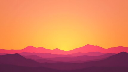 Fototapeta premium Sunset Over Layers Of Purple And Pink Mountains