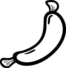 Hand drawn sausage doodle. Sketch food and drink, icon. Decoration element. Isolated on white background. Vector illustration