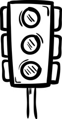 Hand drawn traffic lights doodle icon. Hand drawn black sketch. Sign symbol. Decoration element. White background. Isolated. Flat design. Vector cartoon illustration