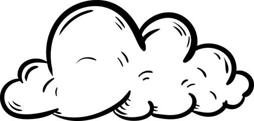Beautiful hand drawn fashion cloud icon. Hand drawn black sketch. Sign / symbol / doodle. Isolated on white background. Flat design. Vector illustration