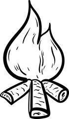 Handdrawn bonfire doodle icon. Hand drawn black sketch. Sign symbol. Decoration element. White background. Isolated. Flat design. Vector illustration