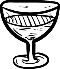 Handdrawn glass doodle icon. Hand drawn black sketch. Sign symbol. Decoration element. White background. Isolated. Flat design. Vector illustration