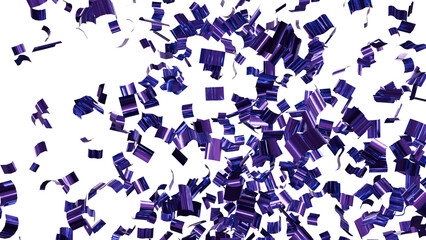 Falling blue confetti isolated on transparent background
