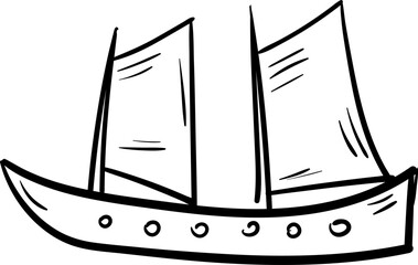 Beautiful hand drawn fashion ship icon. Hand drawn black sketch. Sign / symbol / doodle. Isolated on white background. Flat design. Vector illustration