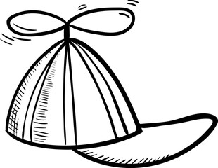 Handdrawn kid cap doodle icon. Hand drawn black sketch. Sign cartoon symbol. Decoration element. White background. Isolated. Flat design. Vector illustration