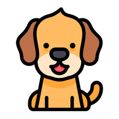 Cute Cartoon Dog in Flat Design with Bold Outline
