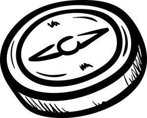 Handdrawn compass doodle icon. Hand drawn black sketch. Sign cartoon symbol. Decoration element. White background. Isolated. Flat design. Vector illustration