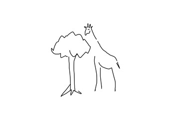 Simple line art illustration of a giraffe