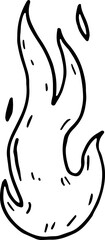 Hand Drawn fire doodle. Sketch style icon. Decoration element. Isolated on white background. Flat design. Vector illustration