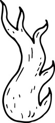 Hand Drawn fire doodle. Sketch style icon. Decoration element. Isolated on white background. Flat design. Vector illustration