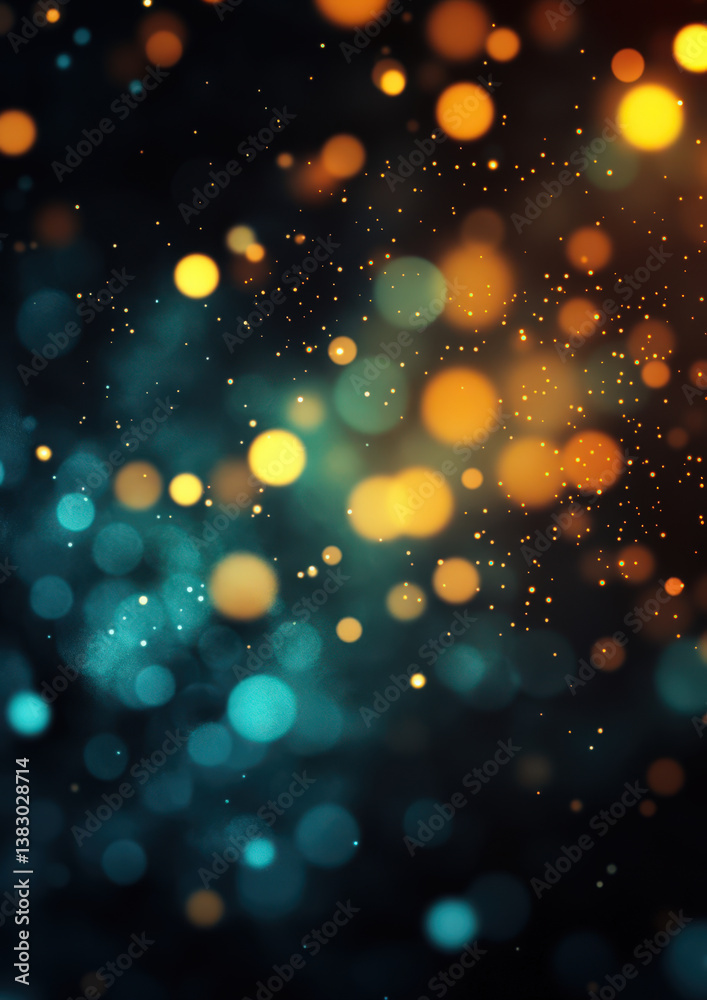 Wall mural a blurry image of a blue and orange background with many small circles