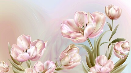 A bouquet of tulips in soft pastel colors