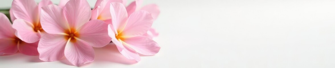 Fototapeta premium Delicate flower blooms on a clean white surface, petals, flower, closeup