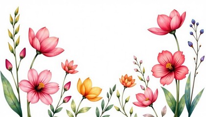 Delicate watercolor wildflowers, soft pastel hues, scattered arrangement , painted, wildflower pattern, flower pattern