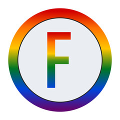 LGBTQ Pride Capital Letter F – Rainbow Symbol of Equality