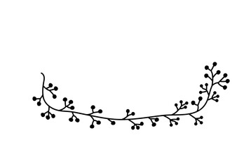 シンプルな植物の線画フレームイラスト　黒　ベクター