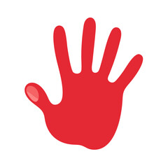 Obraz premium Red handprint icon in bold flat design