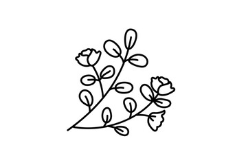 シンプルな植物の線画イラスト　黒　ベクター