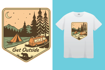 Starry night camping t shirt Design. Vector t shirt Design.