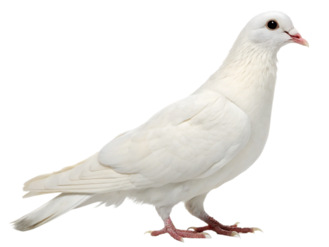 White feather pigeon bird isolated on transparent background - Powered by Adobe
