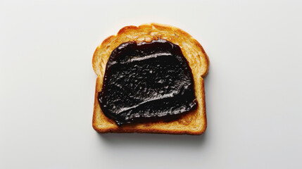 Toast with Vegemite floating, with a knife spreading the paste above it, set against a dynamic backdrop