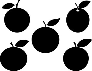 Orange fruit vector collection & Set of fruits black silhouette vector designs