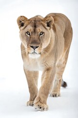 Obraz premium Majestic Lion on White Background – Studio Wildlife Portrait