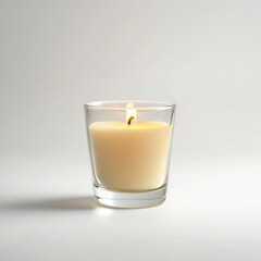 Minimalist Glass Candle Cup with Enduring Fragrance on White Background