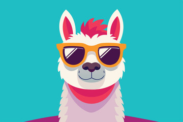 Cool llama with sunglasses funny illustration