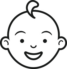 Baby boy  happy face outline vector in transparent background