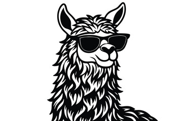 Cool llama with sunglasses funny illustration © Abu hamed shah