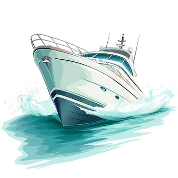 white yacht sailing turquoise water clip art preview