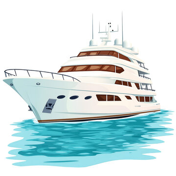 white yacht sailing on blue water clip art preview