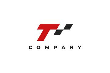 letter t race modern logo