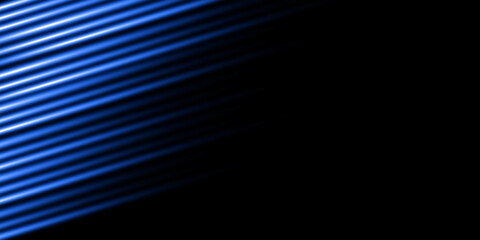 Dark abstract background with blue neon glowing lines. Abstract background, neon light, laser show,...