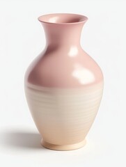 Minimalist ceramic vase, pastel pink and beige, soft matte texture, isolated on transparent background, studio lighting, 3D render, ultra-high detail, clean edges, no shadows, no brand logos, no text