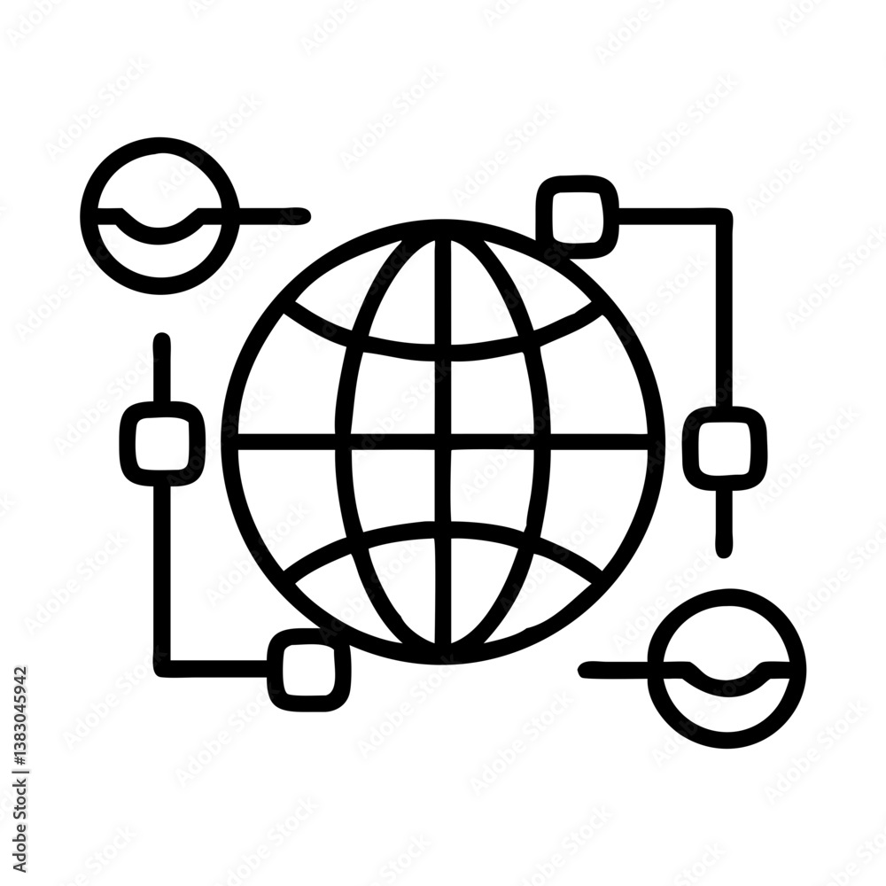 Poster global network communication internet connection worldwide web technology and data transfer icon vec