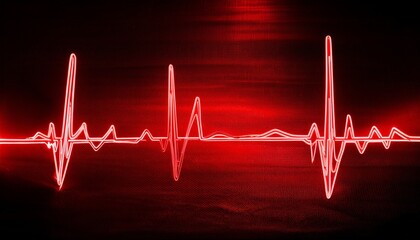 red ekg waveform against a dark abstract background