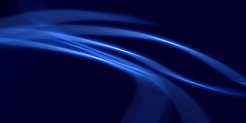 Dark abstract background with blue neon glowing lines. Abstract background, neon light, laser show,...