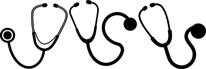 Medical stethoscope vector collection & Set of stethoscope silhouette vector design