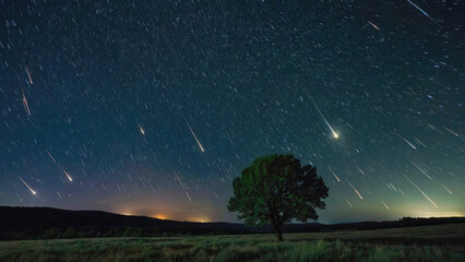 night sky during meteor shower